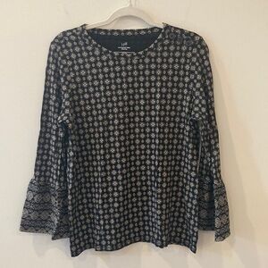 J. Jill luxe supima ruffle sleeve top cotton blend with stretch size medium